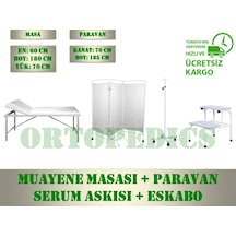 4'Lü Revir Seti Muayene Masasi + Paravan + Serum Askisi + Eskabo