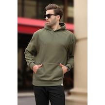 Madmext Haki Kapüşonlu Cep Detaylı Sweatshirt 7095 Haki