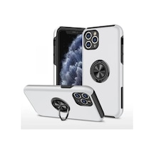 Apple Uyumlu iPhone 11 Pro Max Uyumlu Kılıf Elit Yüzüklü Kapak - Gümüş