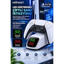 Ps5 Dualsense Uyumlu Çiftli Şarj İstasyonu Hızlı Şarj Standı Led Şarj Göstergeli