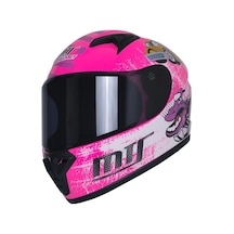 Motoanl Motosiklet Mini Çocuk Full Face Ce Sertifikalı Kapalı Kask Pembe