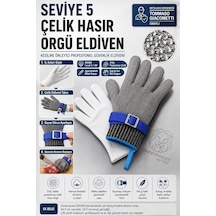 Seviye 5 Çelik Hasır Örgü Kasap Eldiveni - Paslanmaz Çelik Kesilme Önleyici Mutfak Ve Et Kesim Eldiveni 723464