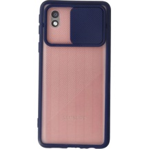 Samsung Galaxy A01 Core Kılıf Palm Buzlu Kamera Sürgülü Silikon - Lacivert 0.2M-Çok Renkli
