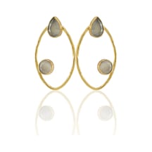 Kadir Jewellery 22 Ayar Altın Kaplama Geometrik Küpe -el İşçiliği Ve Hipoalerjenik Küpe Gri 99352894
