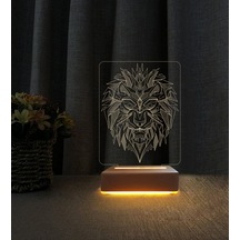 Aslan Tasarımlı Lamba 3d Led Masa Lambası Doğum Günü Hediyesi Lamba