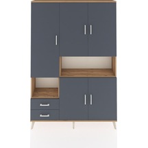 Arges Dolap 10 Raflı 2 Çekmeceli 5 Kapaklı 132x30x195 Çam-antrasit/antrasit Antrasıt/antrasıt