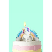 Beyaz 5 Rakamı Unicorn Figür Parti Mumu