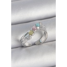 Pirinç Gümüş Renk Zirkon Taş Detaylı Renkli Mineli Ayarlanabilir Kadın Yüzük - Ebj250501w33622 Bakır Pirinç Gümüş Renk Zirkon Taş Detaylı Renkli Mineli Ayarlanabilir Kadın Yüzük - Ebj250501w33622 Bakır