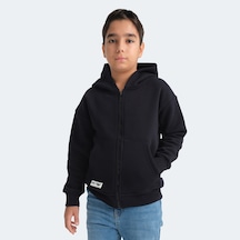 Slazenger LEKAN Çocuk Fermuarlı Kapüşonlu Cepli Lacivert Sweatshirt