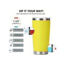 20oz Kapaklı Bardak Paslanmaz Çelik Vakum Yalıtımlı Çift Duvar Seyahat Tipi Yellow Sarı