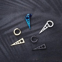 Gümüş Erkekler İçin İçi Boş Üçgen Paslanmaz Çelik Halka Küpe Gümüş