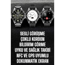Akıllı Saat Titreşimli Amoled Ekran Uyku Ve Sağlık Takibi Sesli Görüşme Siyah