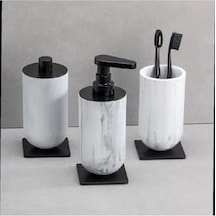 Diş Fırçalığı/sıvı Sabunluk Mermer Deseni/siyah Renk 206x89x170 Mm Açık Ahşap