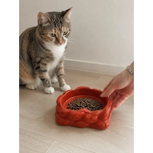 Hubrendy Sh Eko Form Model Beton Kedi Köpek Mama Ve Su Kabı 16cm 16cm 5.5cm - Kiremit