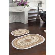 Eko Trend Djt 2 Li Yıkanabilir Kaymaz Taban Oval Banyo Paspas Klozet Takımı P1372 Osmanli Kahve 60 X 100 - 50 X 60