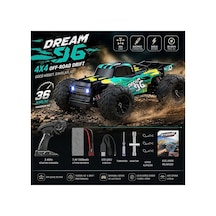 Uzaktan Kumandalı Araba Full Fonksiyon Işıklı Drift 4x4 36 Km Hız Yapan Jip Siyah-  Yeşil