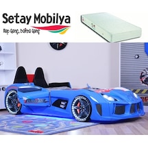 Setaymobilya Arabalı Yatak Audi V7 + Ortopedik Yatak , Kapıları Açılan , Setay