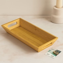 Bambu Sunum Tepsisi 16x35x4.5 Cm Çift Kulplu Açık Mavi