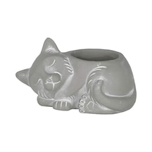 Classic Home And Garden Çimento Arkadaşları Drenaj Delikli İç Mekan Dış Mekan Saksısı, Uyuyan Kedi, Doğal Gri, Küçük, 7 İnç Belirtilmemis