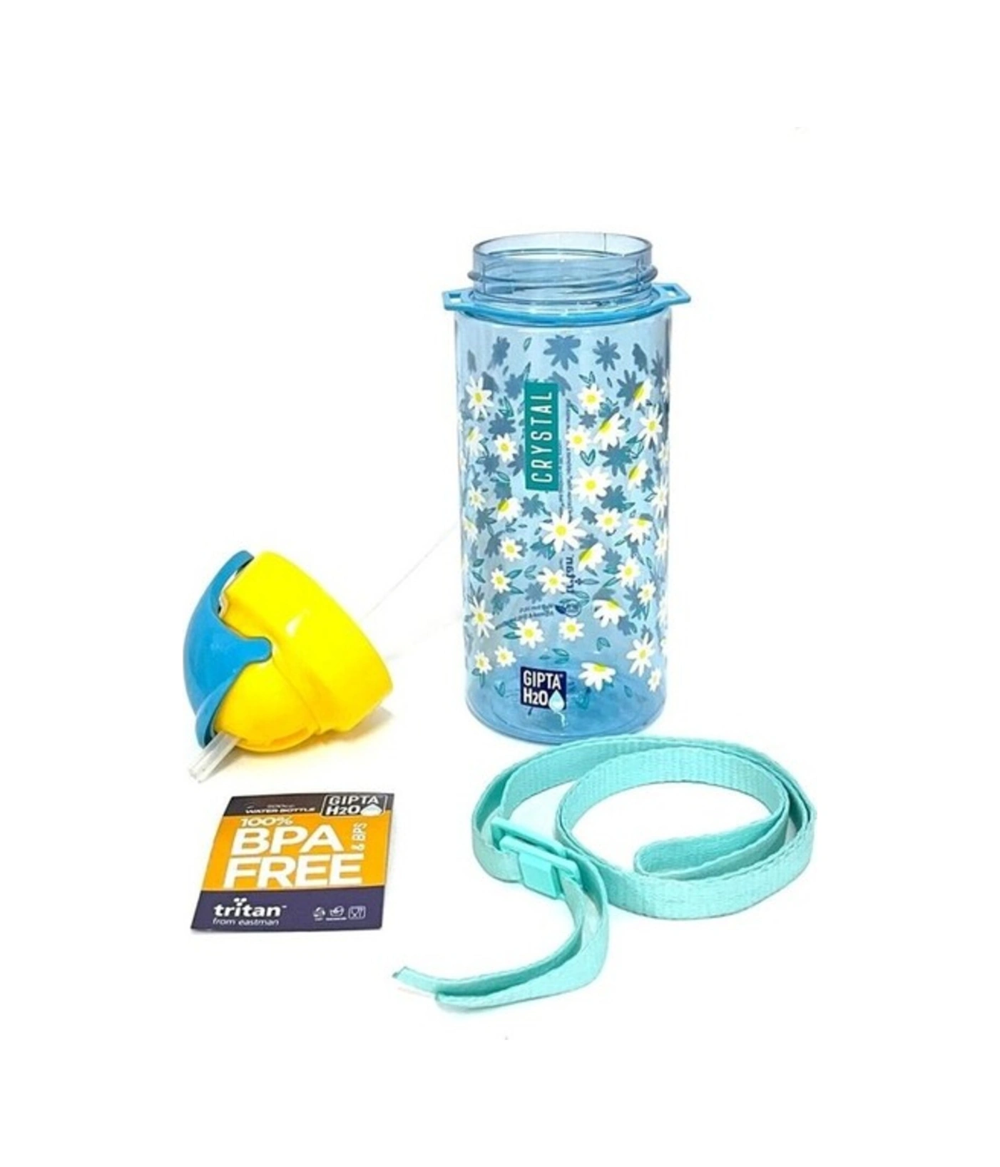 Mavi Crystal Tritan Desenli Pipetli Matara Suluk 500 Ml Renkli