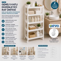 5 Katlı Tekerlekli Sepet Organizer Raf Ünitesi 355x220x850 Mm Ahşap Renk Yok Uzaktan Kumanda