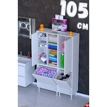 Pınar 105 Cm Raflı Dolap Beyaz Kirli Sepetli Dolap 65+40 X160x32,5 Cm