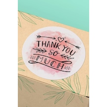 90 Adet Thank You So Much Teşekkür Etiketi Pembe 3x3cm St2041 Çok Renkli
