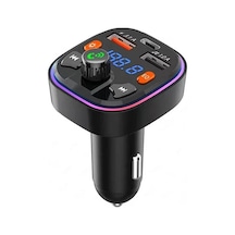 Q5 3.1a Usb + Pd Bluetooth Araç Şarj Cihazı Araba Fm Verici Renkli Aydınlatma