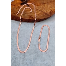 Yassı Kolye Ve Bileklik Rose Gümüş Takımı Set-397