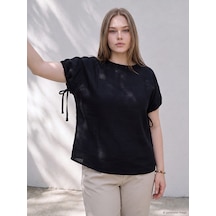 Lcwaıkıkı Curve Siyah Büyük Beden Büzgülü Müslin Bluz