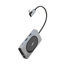 Type-c 9'u 1 Arada Hdmı, Ethernet Ve 15w Kablosuz Şarj Destekli Çok Fonksiyonlu Çoklayıcı Hub