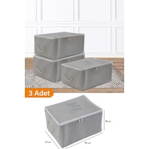 Serstil 3 Adet - Mini Boy Baskı Detaylı Antrasit Hurç 30 X 22 X 18 Cm Gri