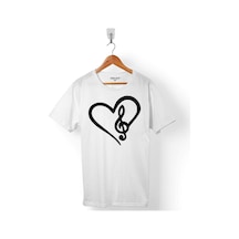 Sol Anahtarı Heart Kalp I Love You Müzik Seviyorum Erkek Tişört 001