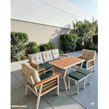 Olivia Metal Bahçe Balkon Teras Koltuk Takımı 3+1+1+masa+2 Adet Puf Çok Renkli