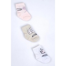 Cocole Socks Kız Bebek Soket Çorabı 3 Lü Set Pamuklu Minimalist & Çiçek Desenli Çok Renkli