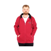 Mode Xl Büyük Beden Erkek Kapüşonlu Fermuarlı Sweatshirt U25803 Bordo Bordo