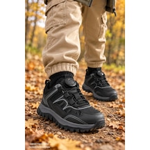 Muggo Trekon Bağcık Ayar Mekanizmalı Kalın Taban Unisex Çocuk Günlük Outdoor Trekking Bot Siyah