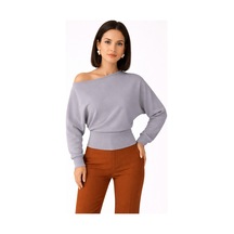 Trend Alisse Kadın Gri Düşük Omuzlu Modal Dokulu Bluz Trend Alisse Kadın Gri Düşük Omuzlu Modal Dokulu Bluz