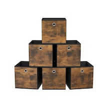 Saklama Kutusu, 6'lı Set, Düzenleme Kutuları, Dokusuz Kumaş, Katlanır Kutu, 26 X 26 X 28 Cm, Kumaş Kutu, Küp Raf İçin, Kıyafet Düzenleyici, Vintage Kahverengi-siyah Rfb126b01 Çok Renkli