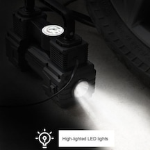 Novahub 12v Hızlı Şarjlı Taşınabilir Lastik Kompresörü, Acil Durum Led Işık, Dijital Ekranlı Hava Pompası