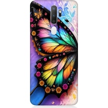 Oppo A9 2020 Uyumlu Renkli Kanatlı Kelebek Desenli Silikon Kılıf
