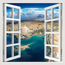 Pencere Poster Duvar Kağıdı Dünya Yapışkanlı Sticker N11.1242