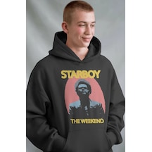 Sevbano Starboy The Weeknd Rapper Şarkıcı Ön Baskılı Unisex Oversize Prem Siyah