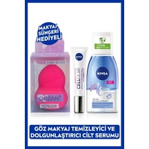 Çift Etkili Göz Makyaj Temizleyici 125ml Ve Cellular Göz Bakım Kremi 15ml, Makyaj Süngeri Hediyeli