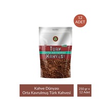 Kahve Dünyası Zıpper Türk Kahvesi Orta Kavrulmuş 250 Gr X 12 Adet Türk Kahvesi