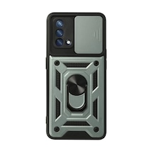 Oppo A74 4g Uyumlu Kılıf Pars Lens Yüzüklü Silikon - Yeşil
