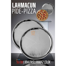 Zhltools Lahmacun Pizza Pide Pişirme Tepsisi 36 Cm 2 Li Set Gümüş