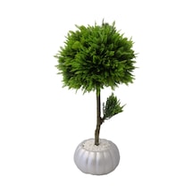 Dekoratif Lüx Top Çam Ağacı 30x60 Cm Gümüş Saksı