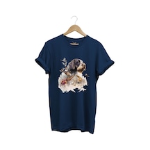 Hunter Avcılık Av Desenli Av Köpeği Ve Av Kuşu Baskılı %100 Pamuk Premium Regular Fit T-shirt Lacivert