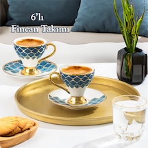 Porsima Marakesh Altın Yaldızlı 6 Kişilik 12 Parça Fincan Seti